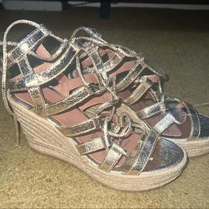 Women’s Rose Gold Strapped Wedges